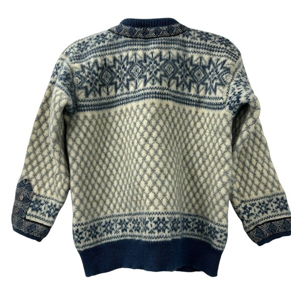Vintage Dale Of Norway Fair Isle Wool Cardigan  Women Small/XS Blue Nordic Clasp - Picture 2 of 16